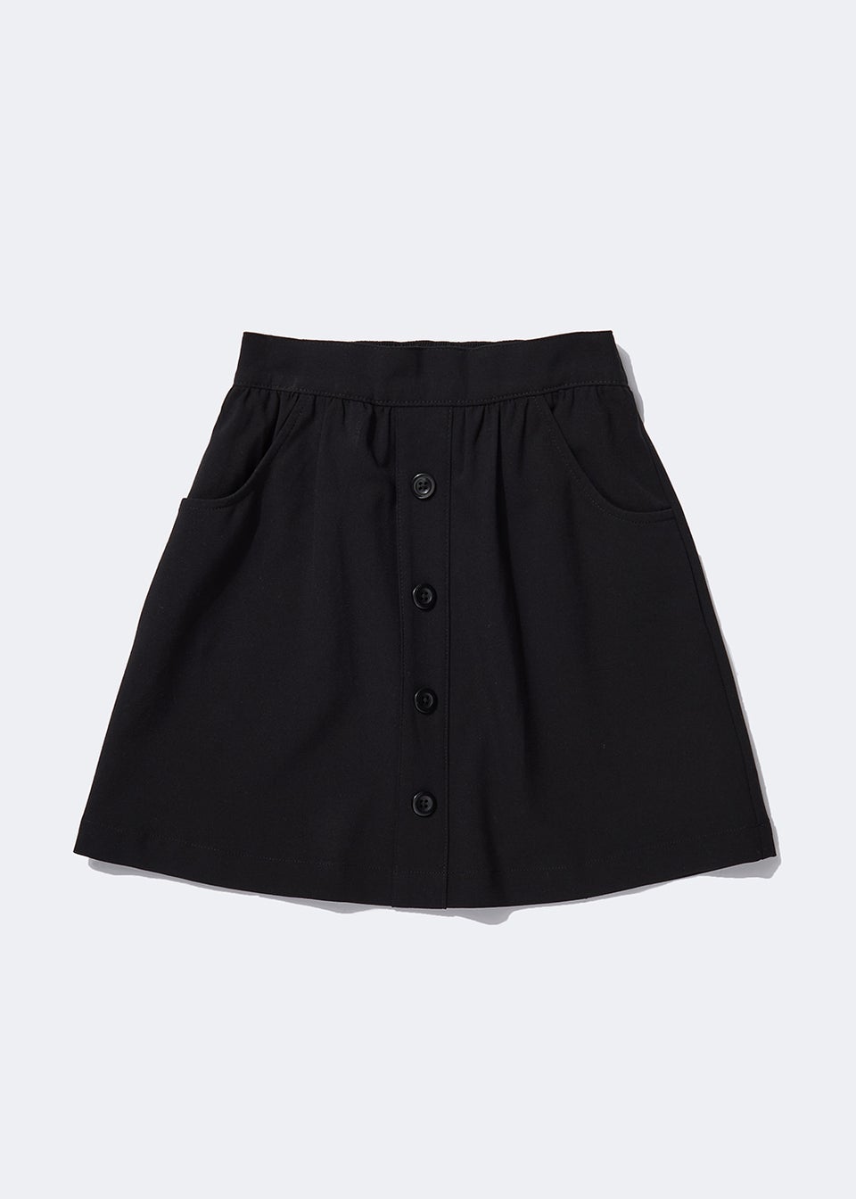 Girls Black Button Front School Skirt (4-13yrs) - Matalan