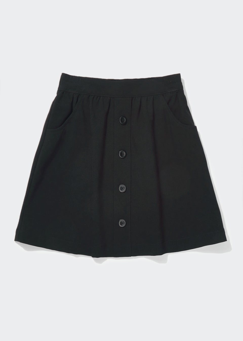 Girls Black Button Front School Skirt (4-13yrs)