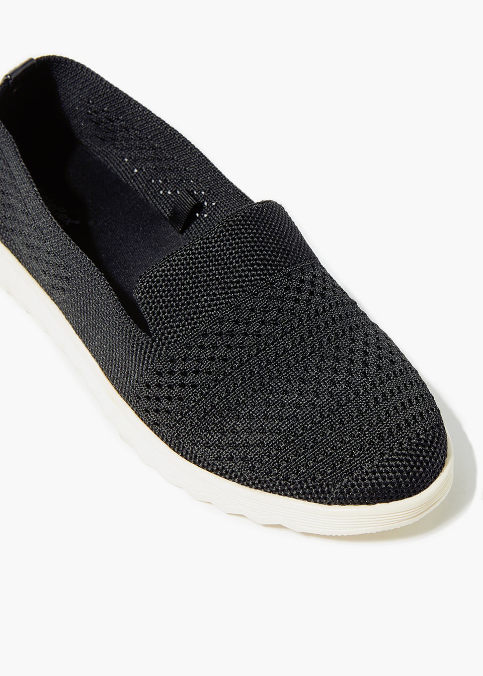 Soleflex Black Knitted Slip On Shoes