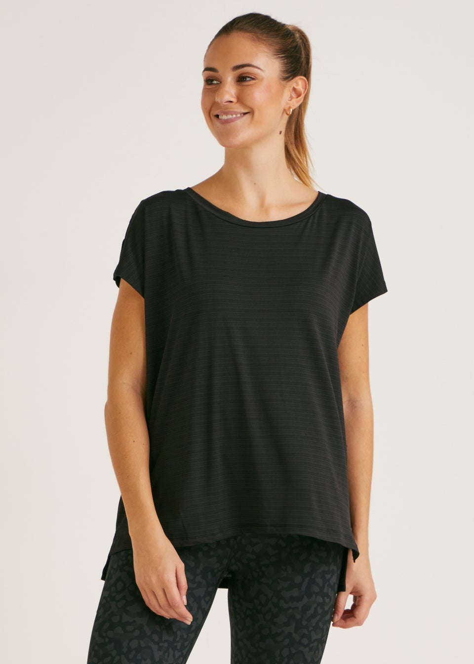 Souluxe Black Stripe Slouch Sports T-Shirt
