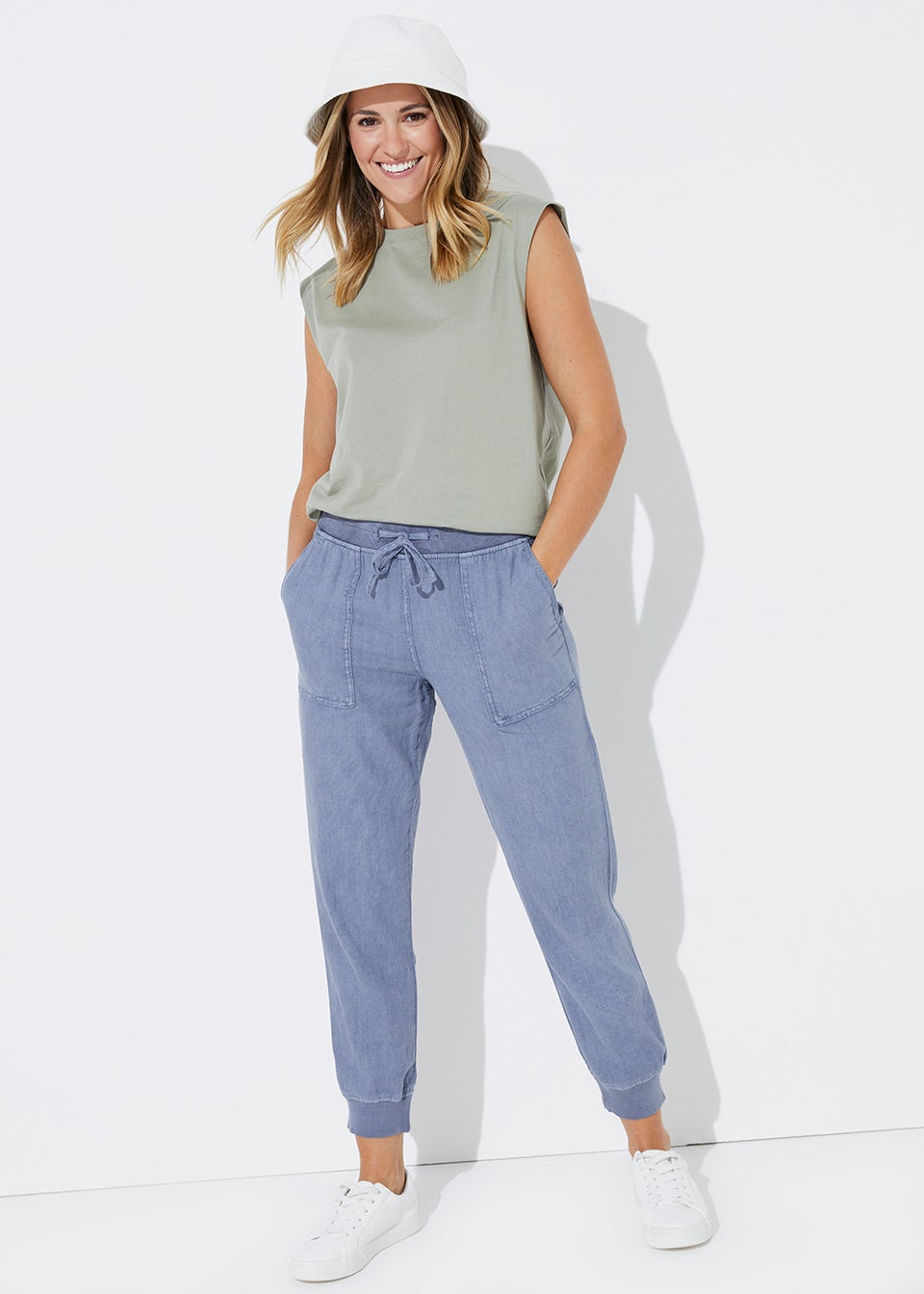 Indigo Linen Blend Joggers