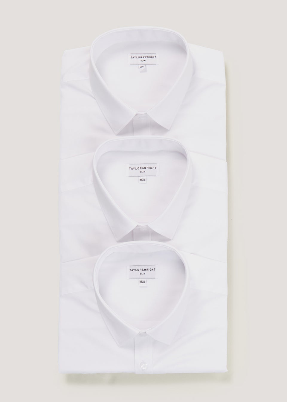 Taylor & Wright 3 Pack White Easy Care Slim Fit Shirts