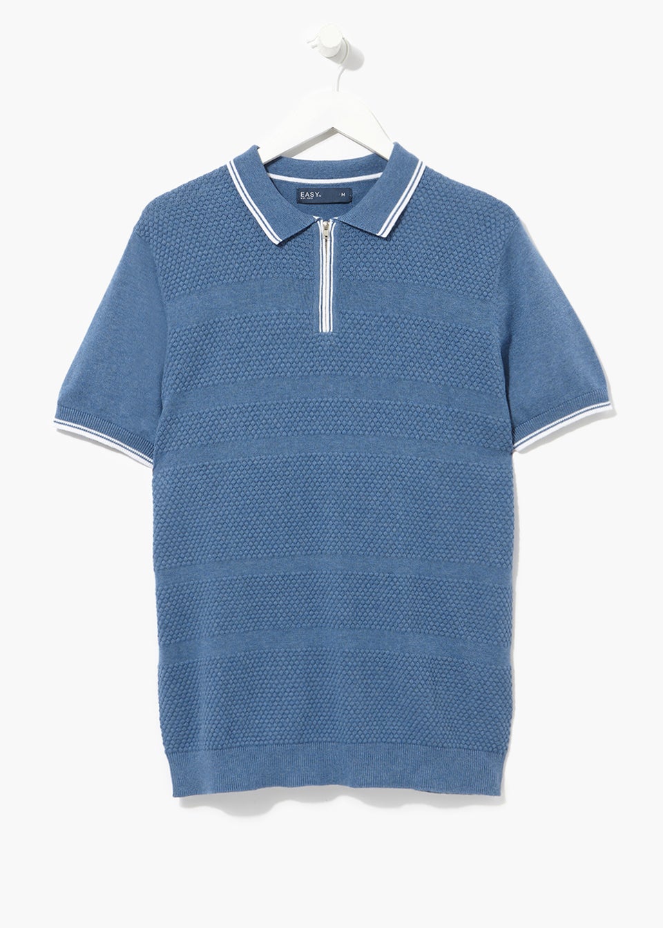 Blue Stripe Knit Polo Shirt