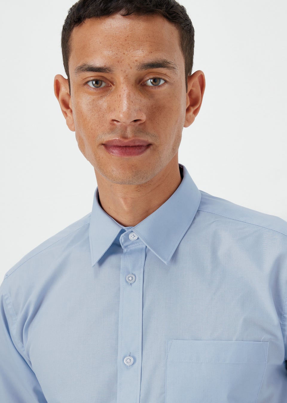 Taylor & Wright Blue Easy Care Regular Fit Short Sleeve Shirt - Matalan