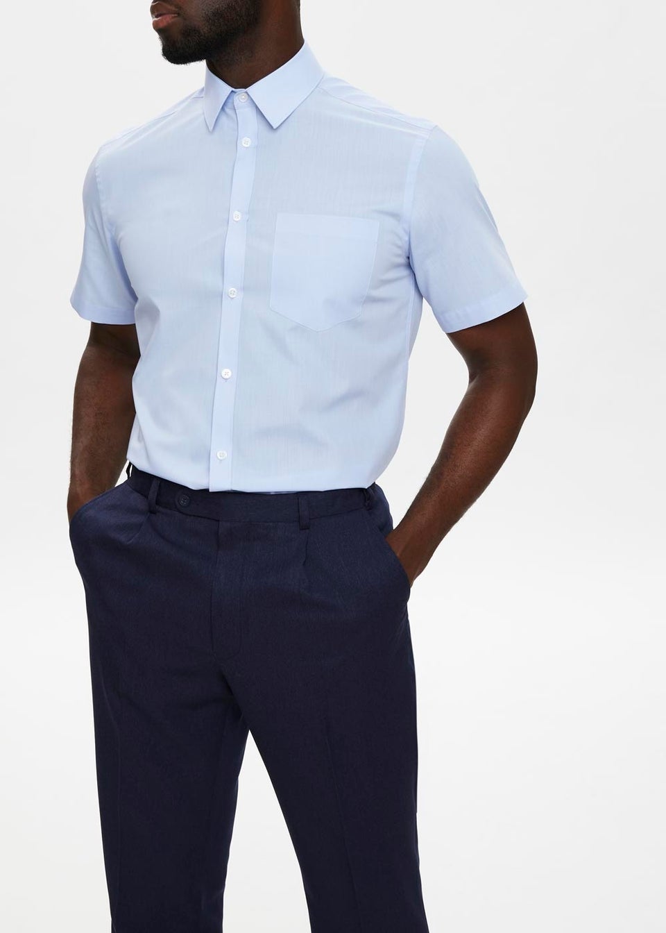 Taylor & Wright Blue Easy Care Regular Fit Short Sleeve Shirt