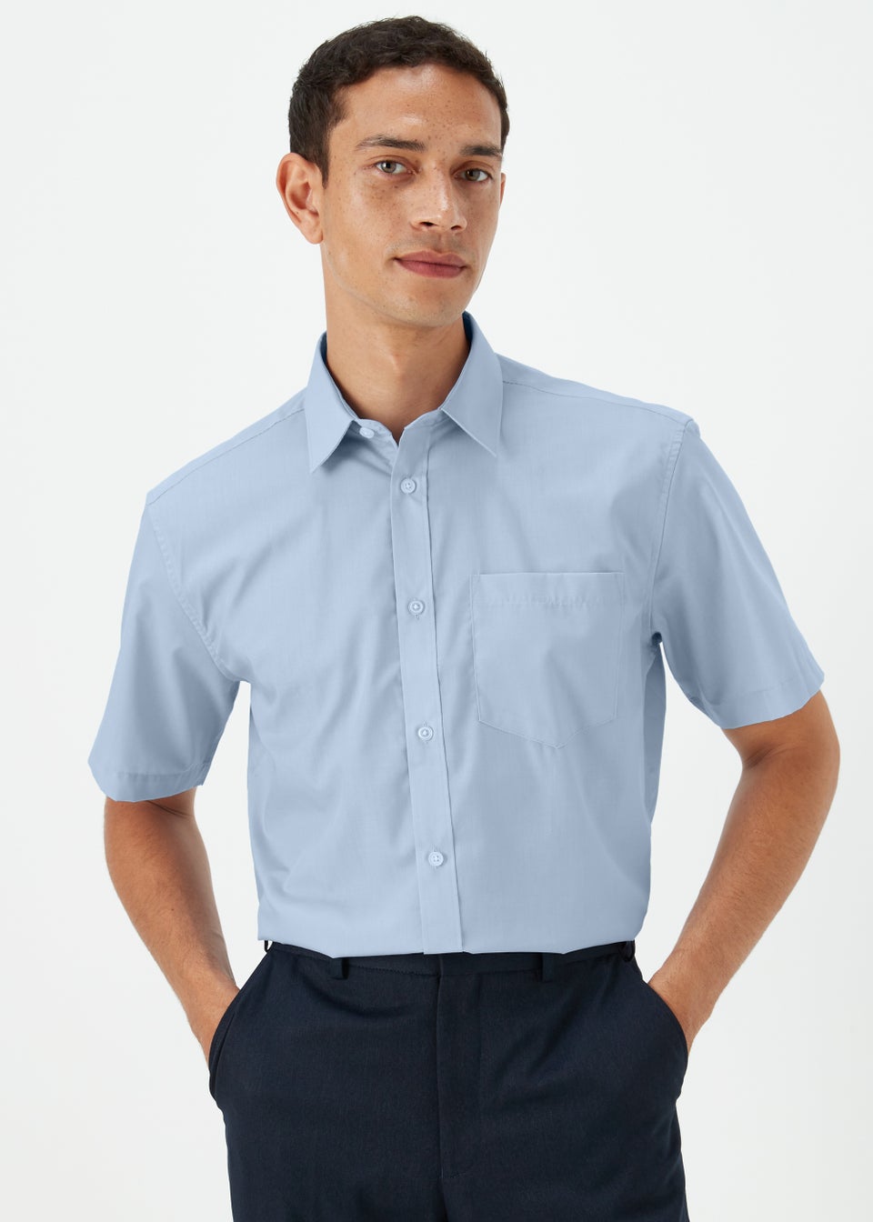 Taylor & Wright Blue Easy Care Short Sleeve Shirt - Matalan