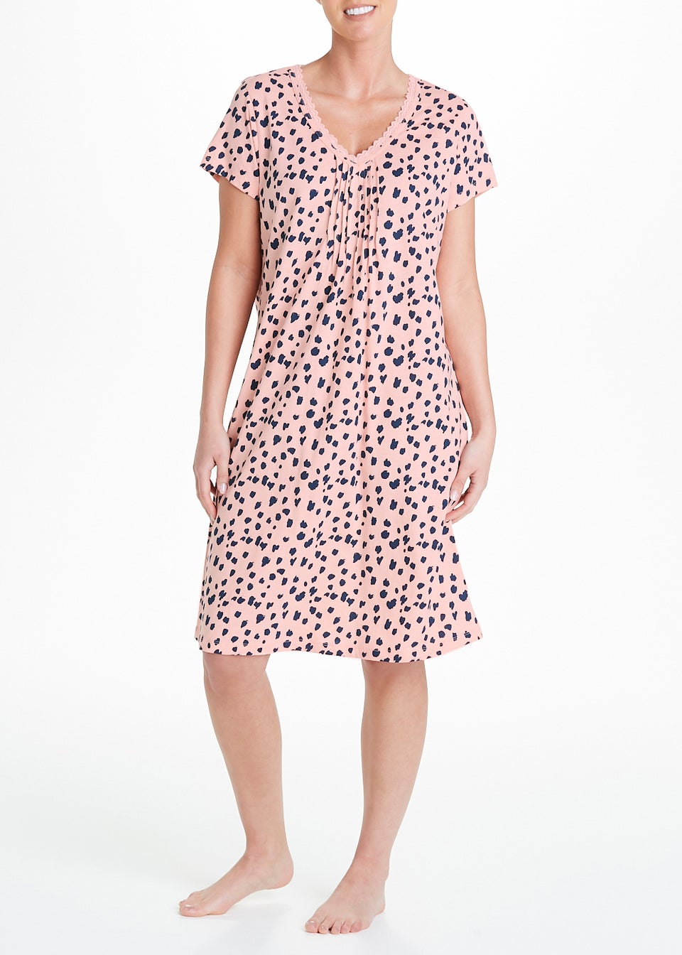 Pink Animal Print Lace Nightie Matalan