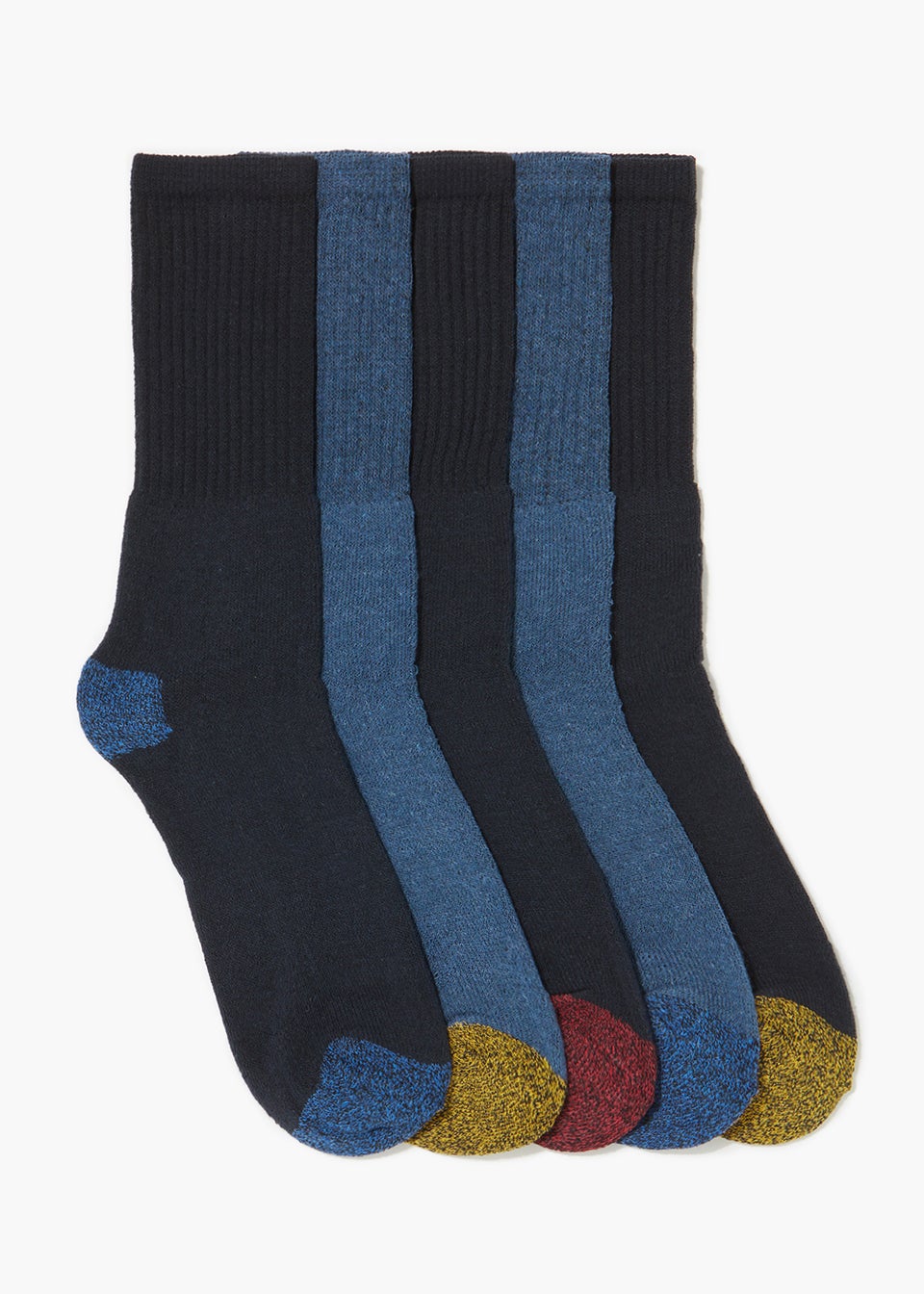 5 Pack Blue Work Socks - Matalan