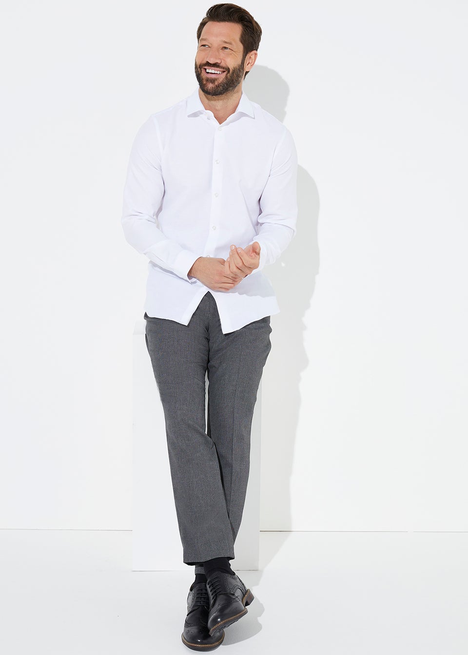 Taylor & Wright White Textured Slim Fit Shirt