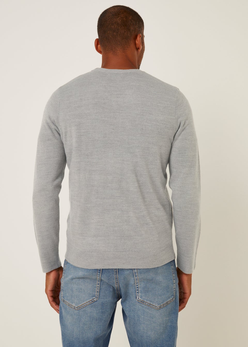 Grey Soft Touch V-Neck Jumper