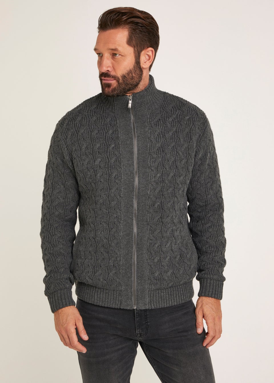 Lincoln Charcoal Borg Lined Zip Up Sweatshirt Matalan