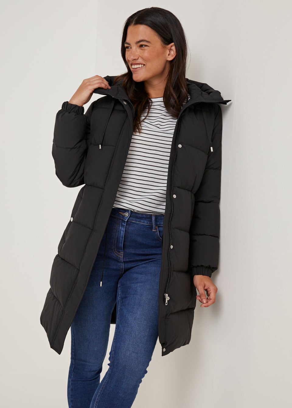 Black Hooded Padded Coat Matalan