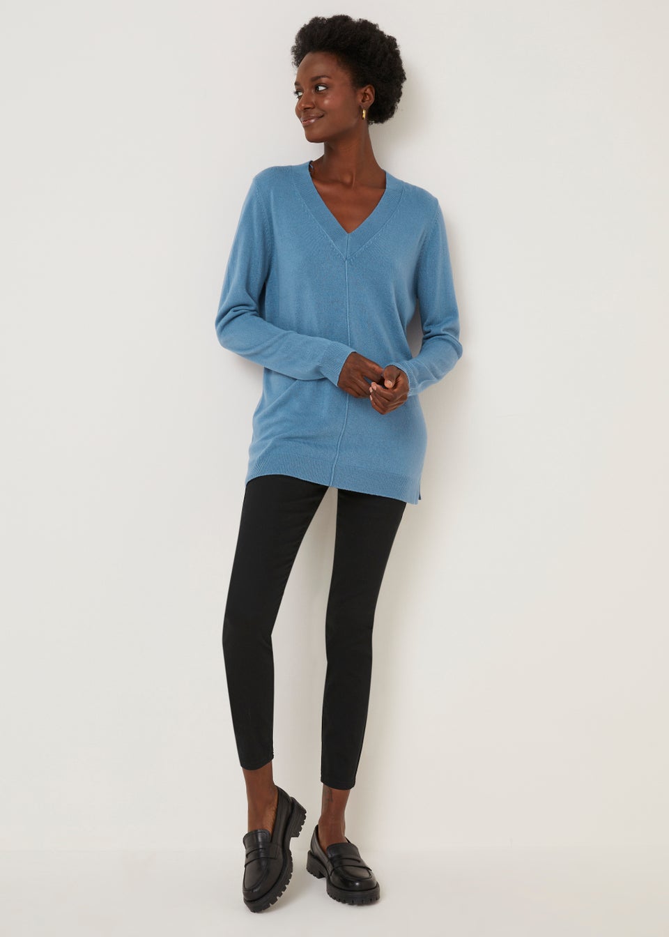 Blue Super Soft V-Neck Jumper