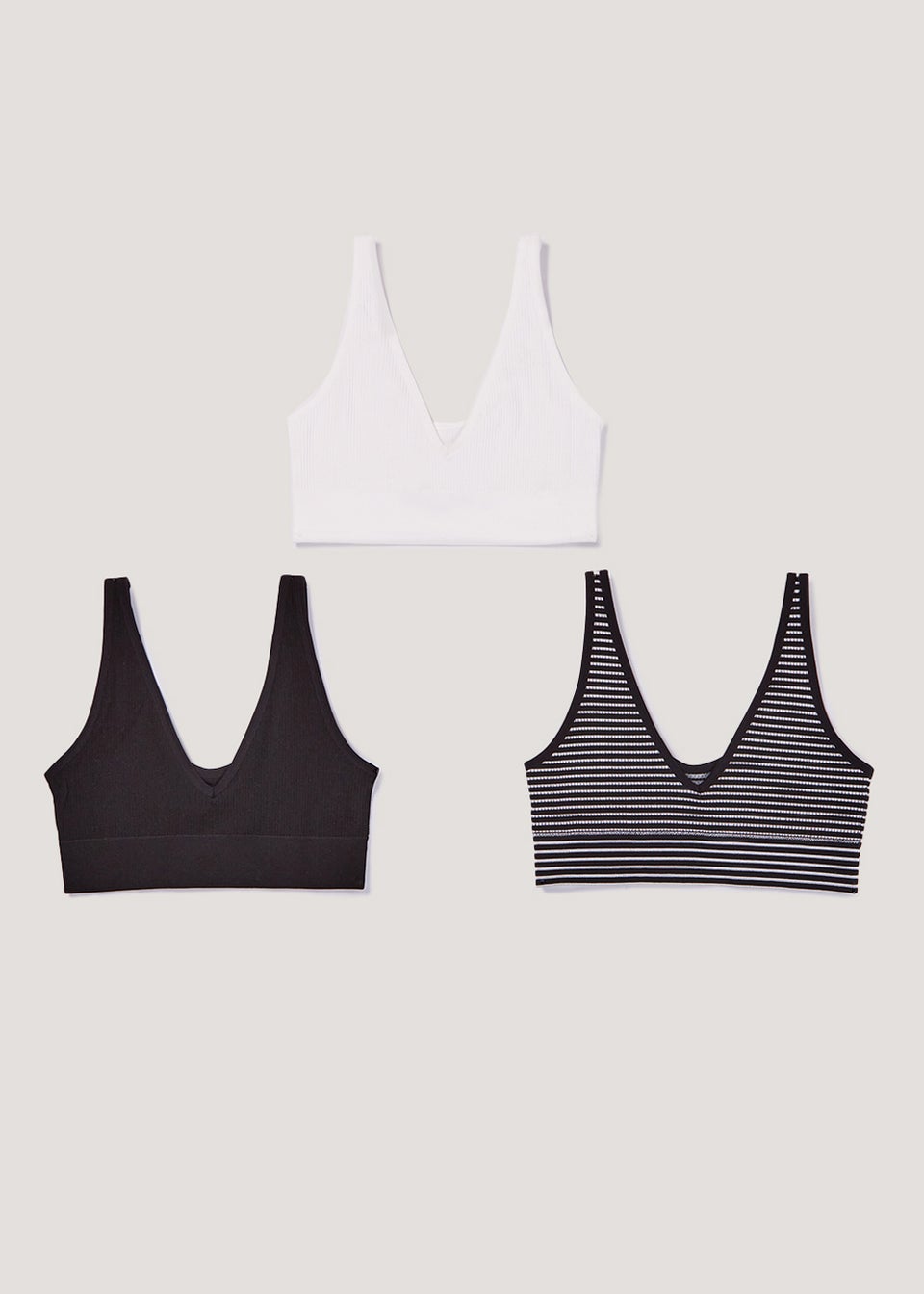 3 Pack Seam Free Ribbed Crop Tops