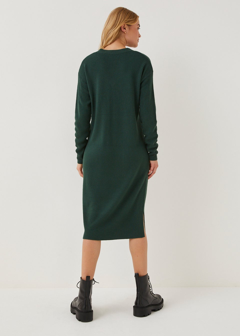 Green Super Soft V-Neck Dress