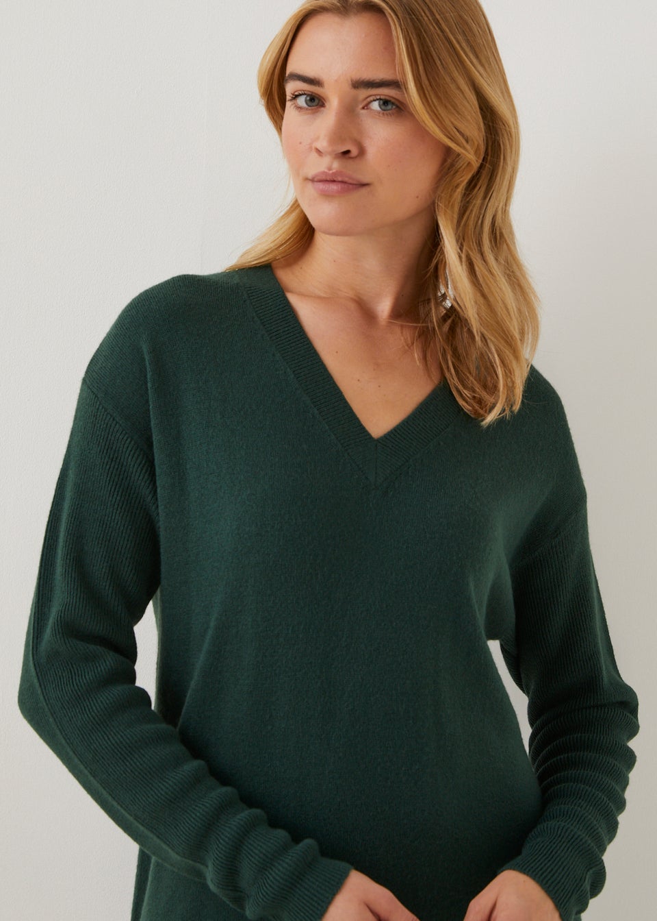 Green Super Soft V-Neck Dress