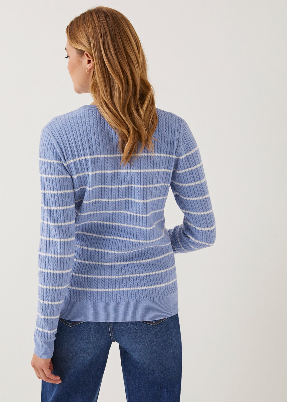 Blue Stripe Baby Cable Knit Jumper