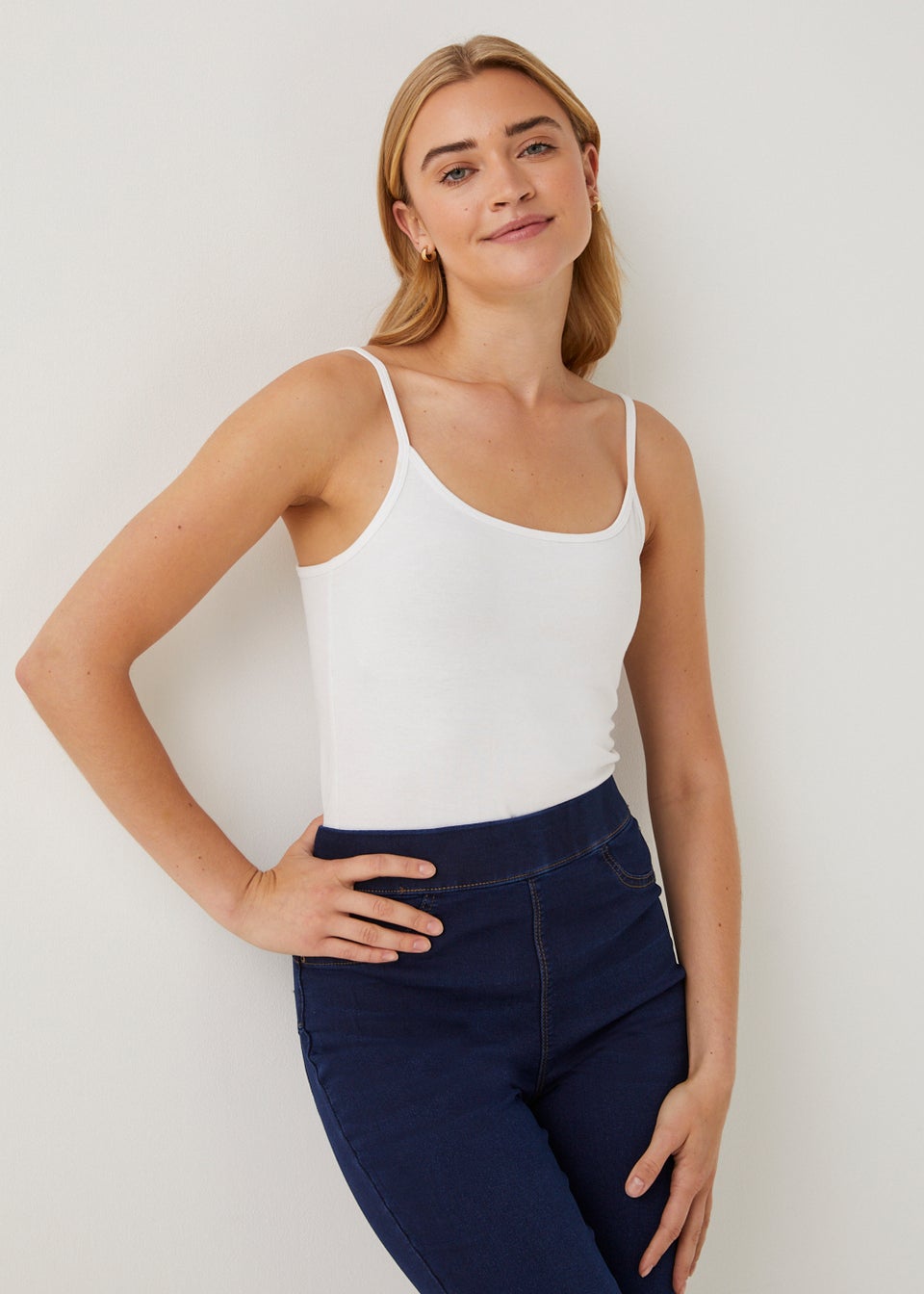 3 Pack White Essential Cami Tops Matalan