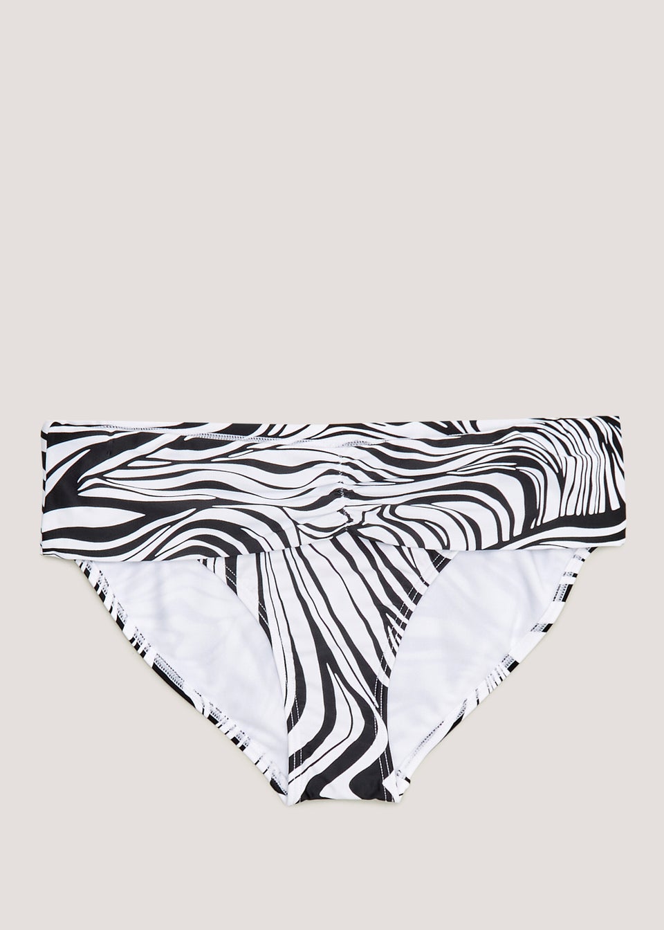 Monochrome Wave Fold Over Bikini Bottoms - Matalan