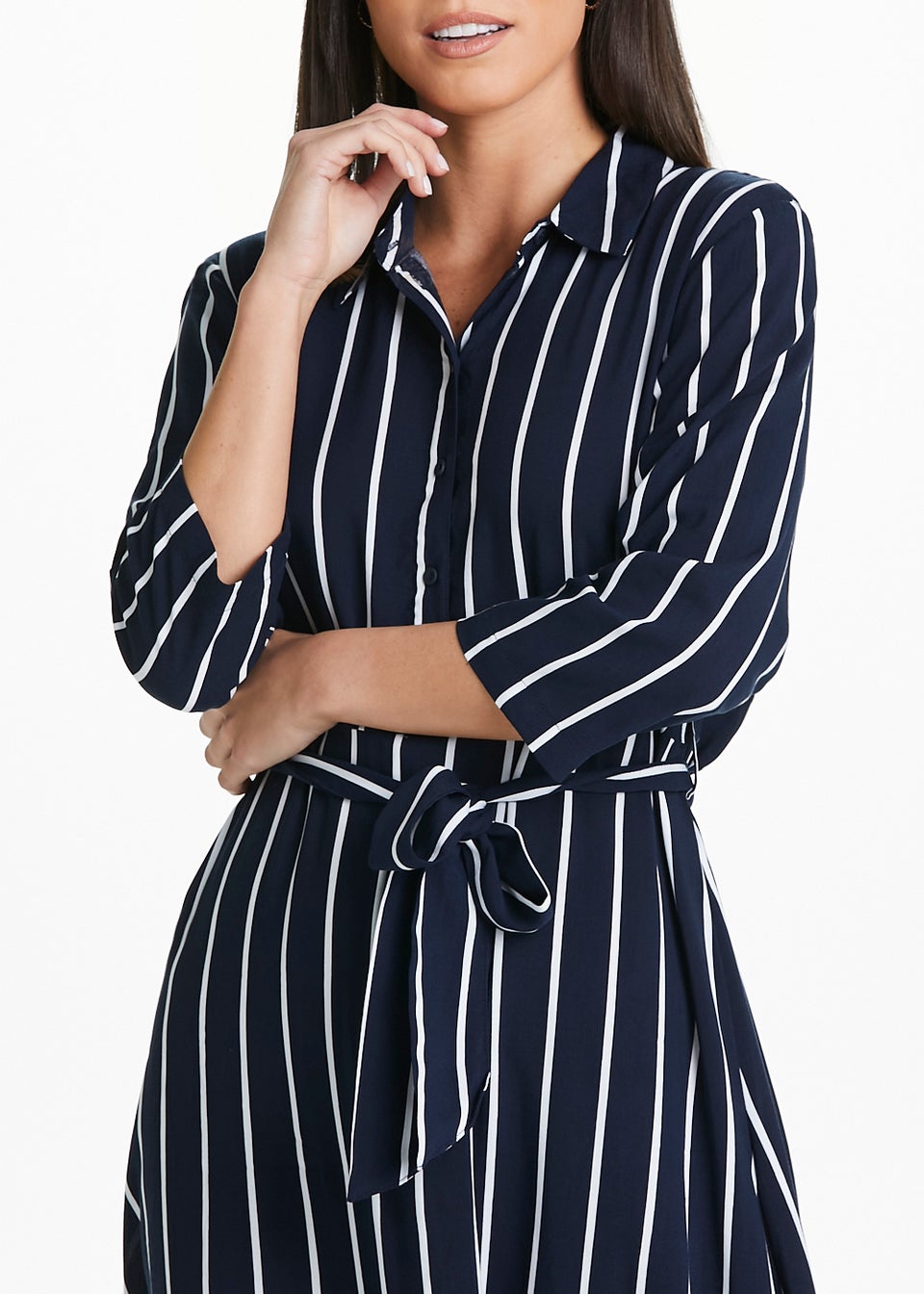 JDY Navy Stripe Maxi Shirt Dress