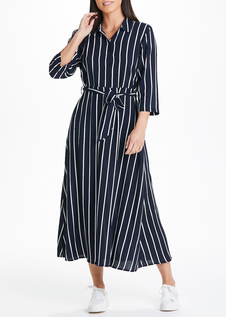 JDY Navy Stripe Maxi Shirt Dress