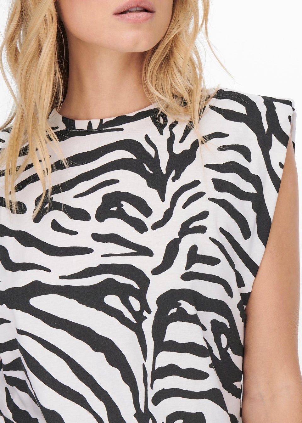 JDY White Zebra Print Sleeveless Top