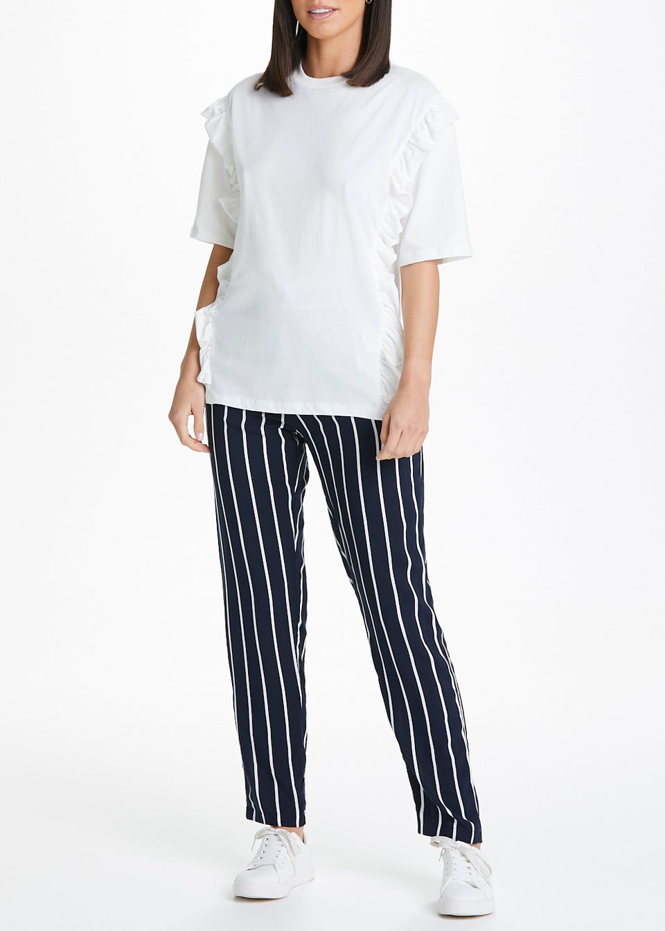 Mamalicious Maternity White Frill T-Shirt
