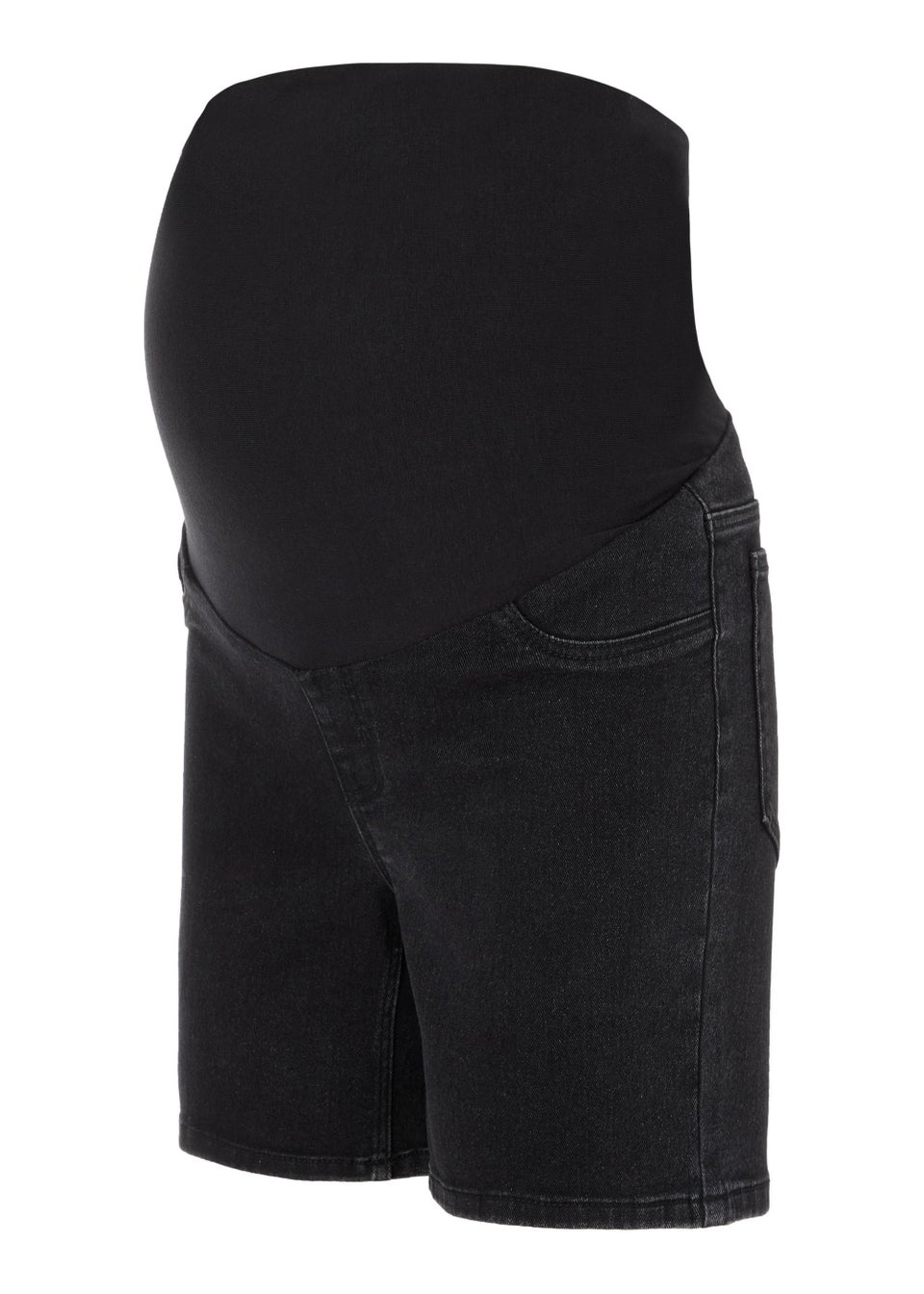 Mamalicious Maternity Black Over Bump Denim Shorts