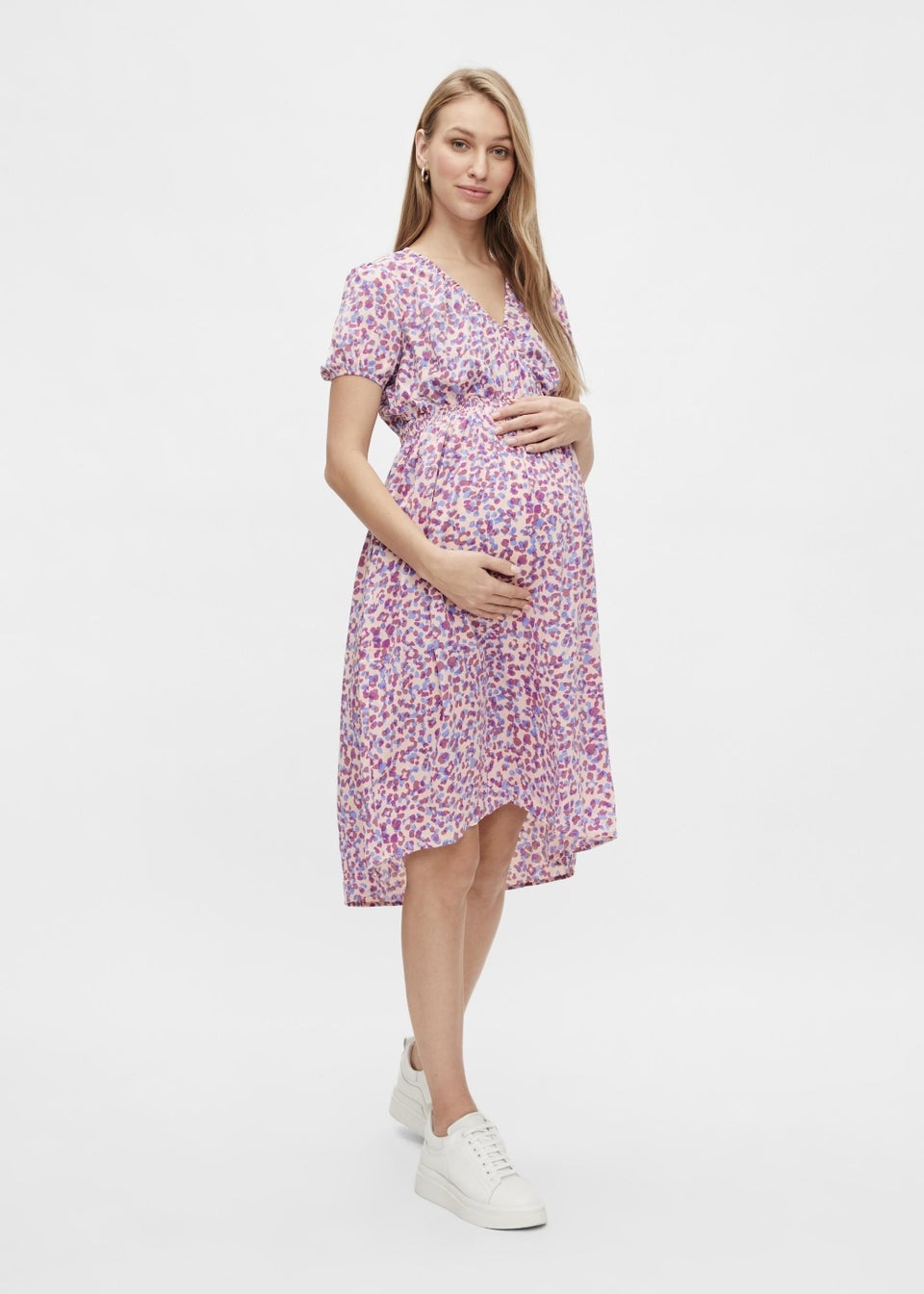 Mamalicious Maternity Azure Lilac Animal Print Midi Dress Matalan