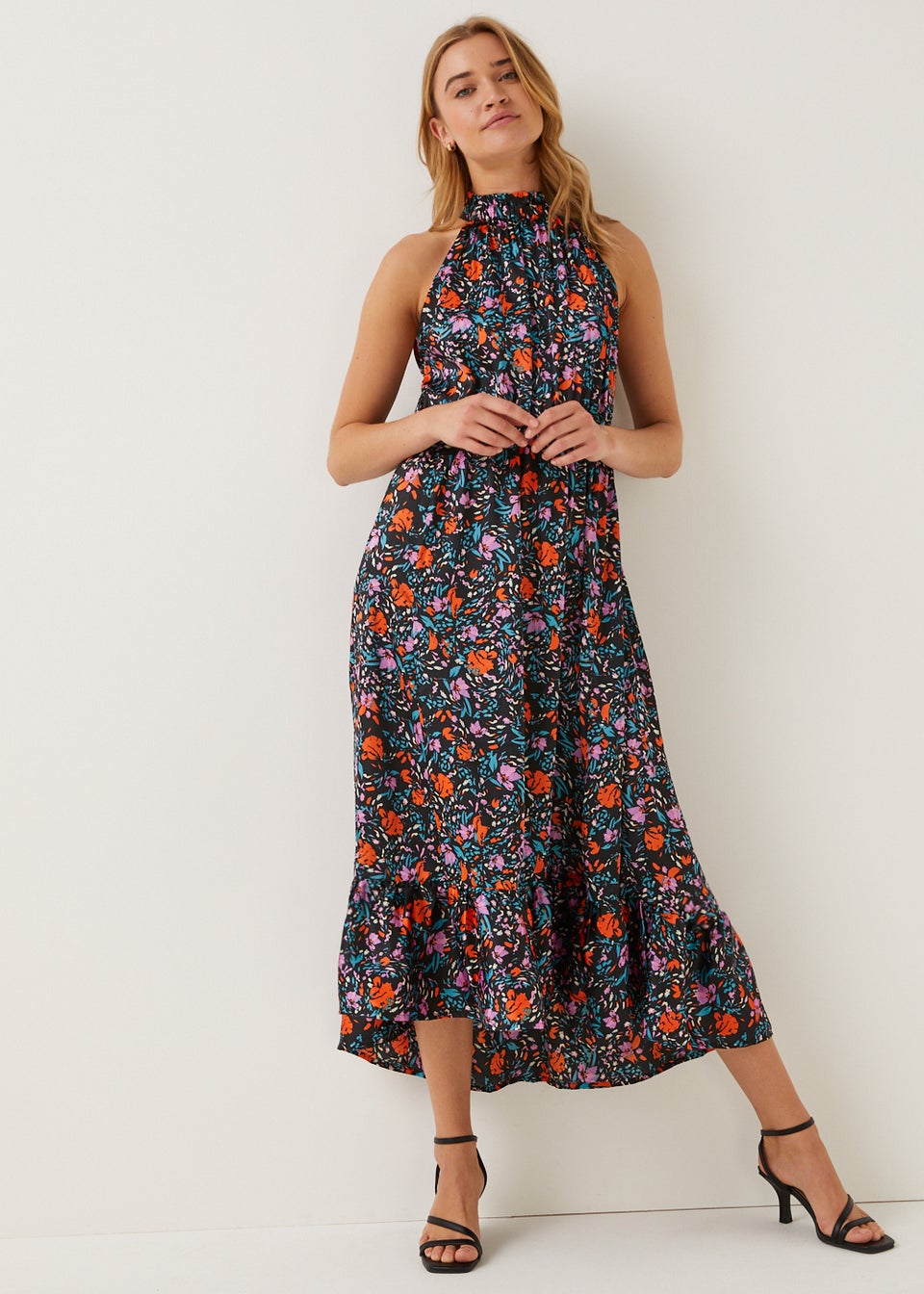 JDY Britney Black Floral Halter Dress