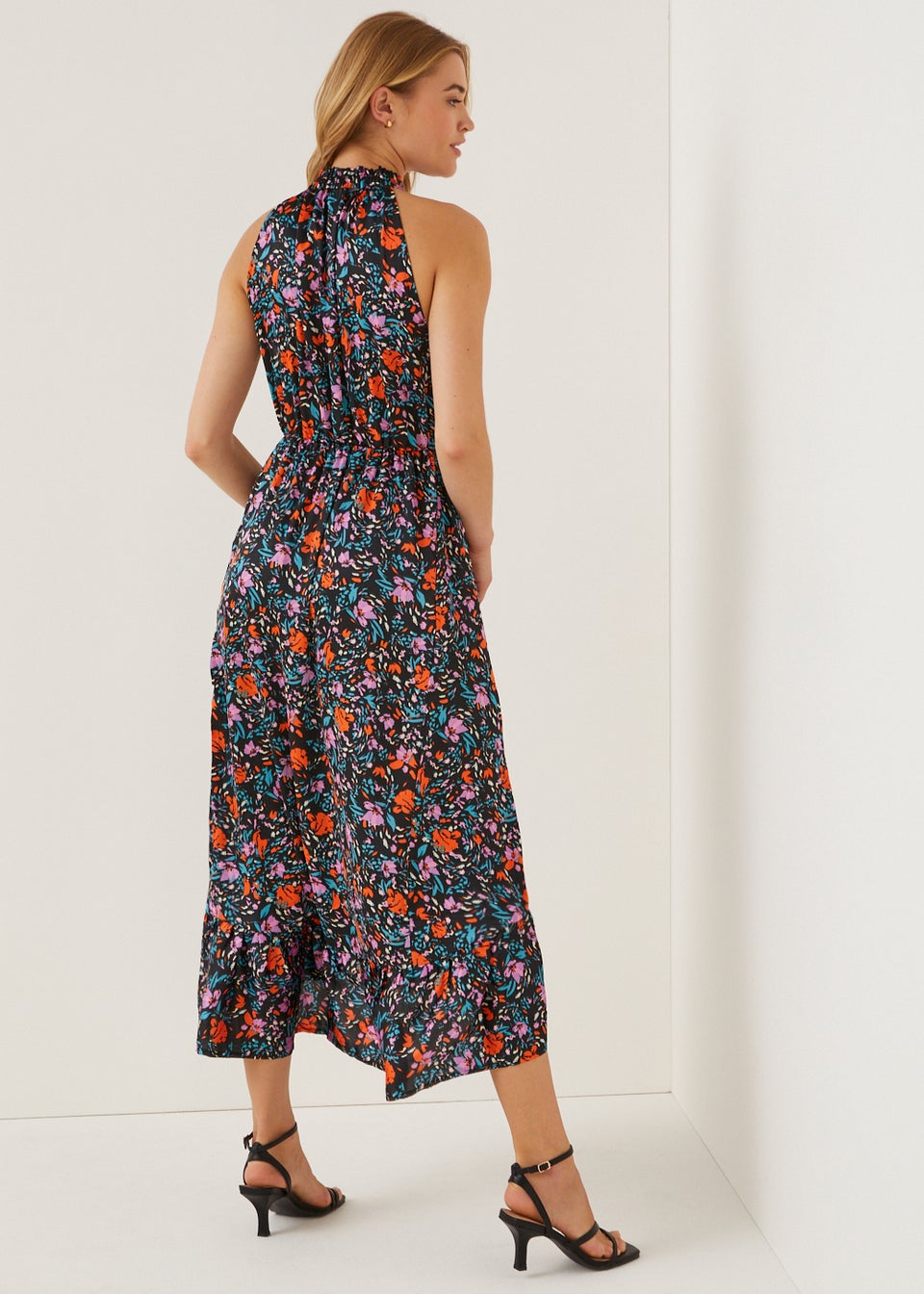 JDY Britney Black Floral Halter Dress