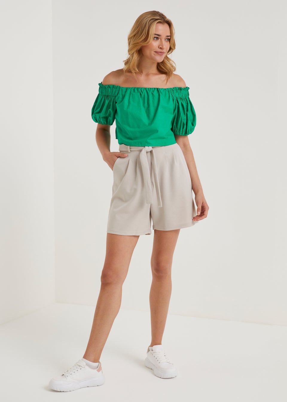Ruched bardot top discount