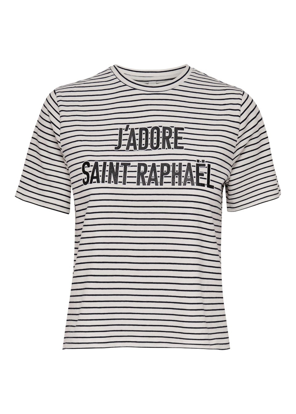 JDY Pablo Stripe Slogan T-Shirt