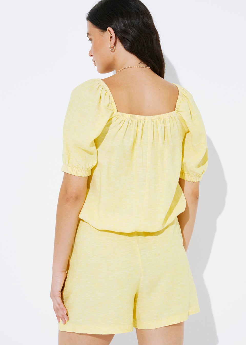 Yellow Linen Blend Co-Ord Top