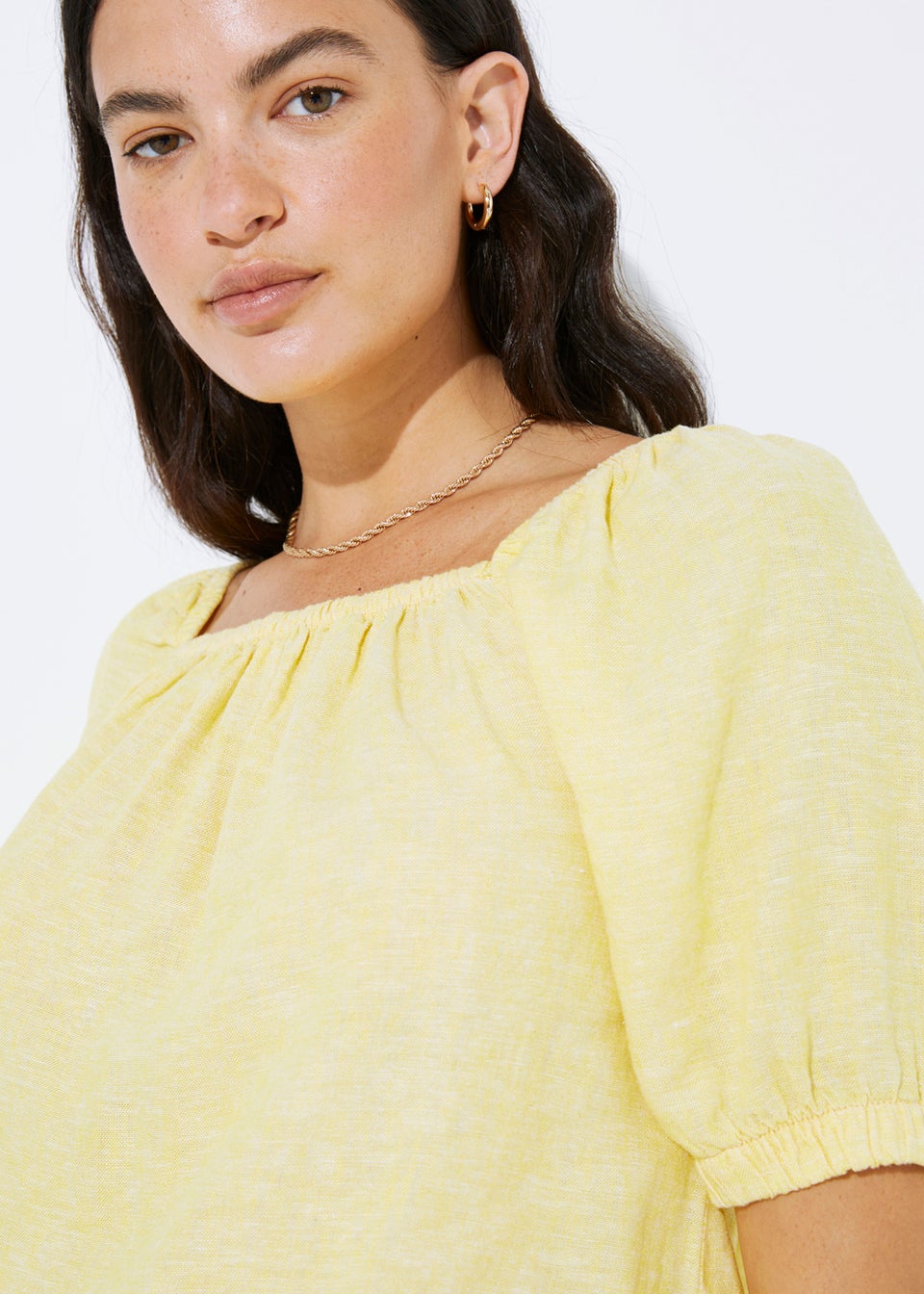 Yellow Linen Blend Co-Ord Top