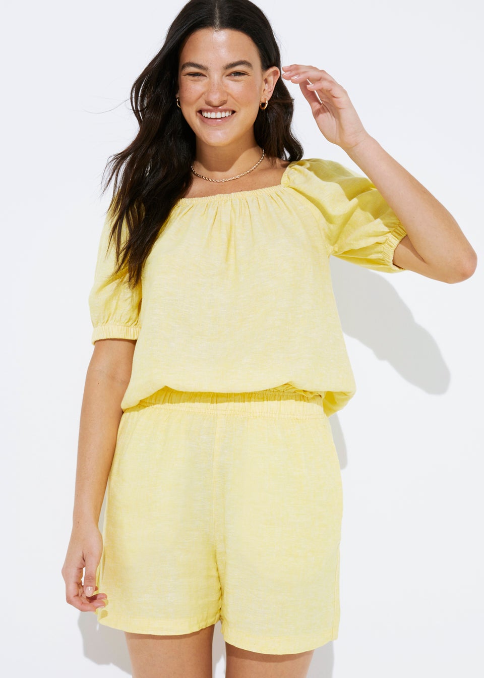 Yellow Linen Blend Co-Ord Top