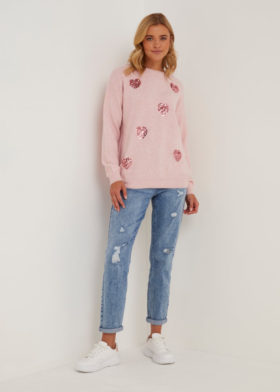 Pink Sequin Heart Jumper