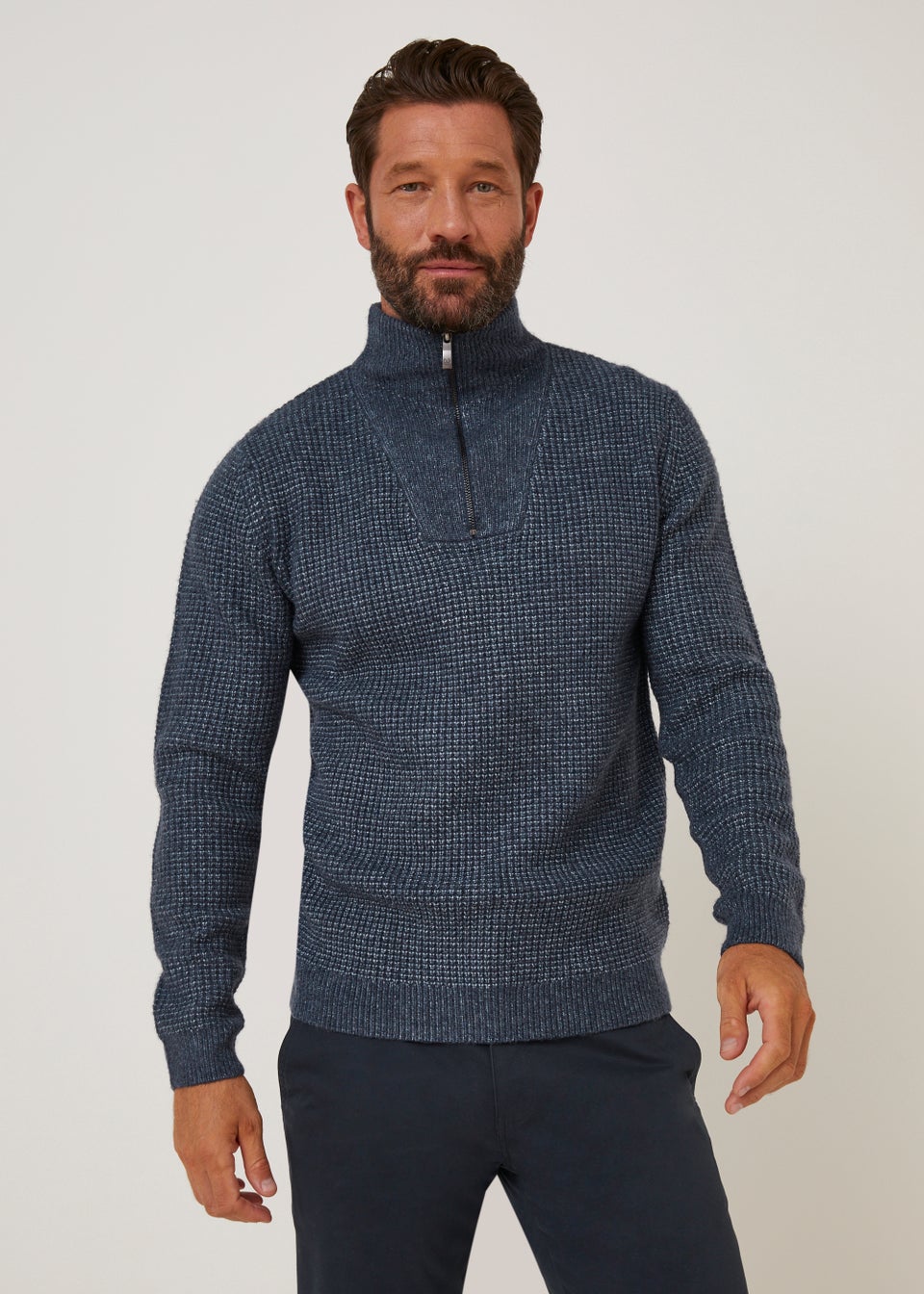 Lincoln Blue 1/4 Zip Knitted Sweatshirt