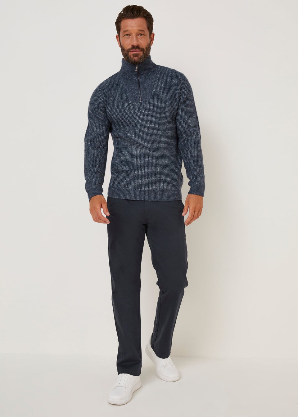 Lincoln Blue 1/4 Zip Knitted Sweatshirt