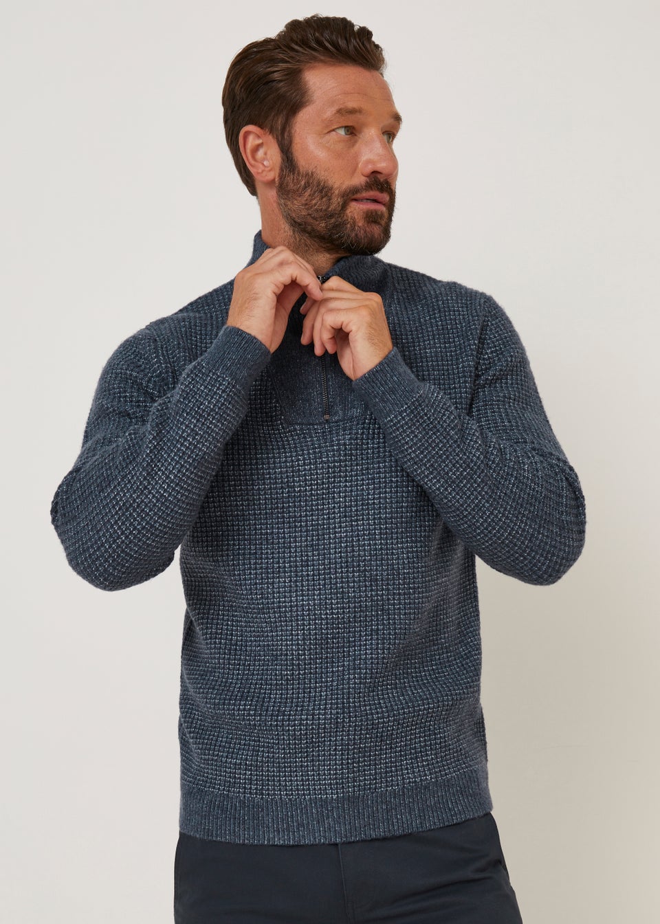 Lincoln Blue 1/4 Zip Knitted Sweatshirt