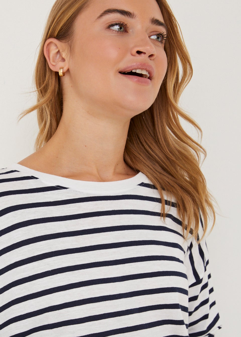 Navy Breton Stripe 3/4 Sleeve T-Shirt