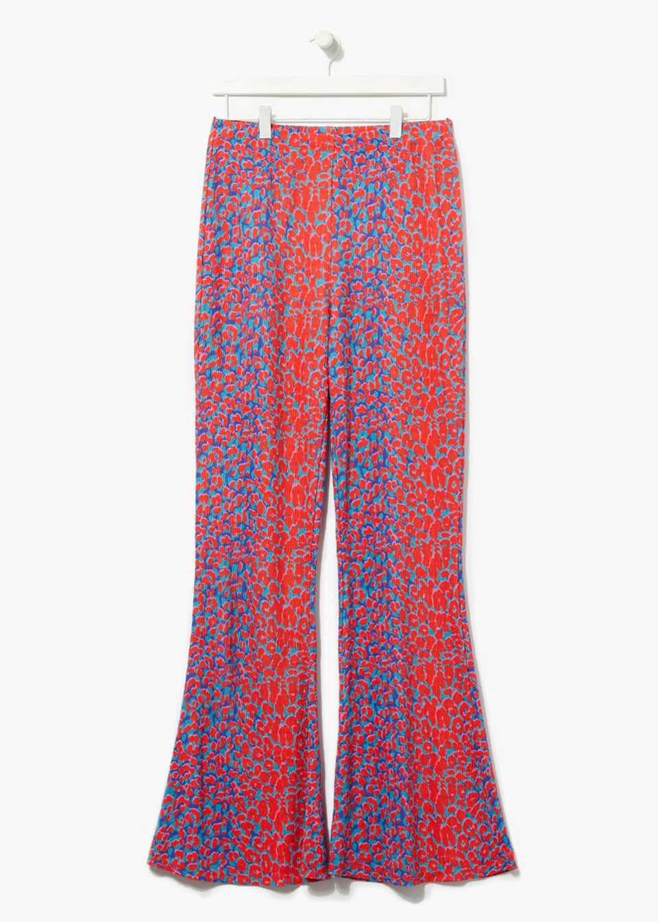 Be Beau Red Animal Print Plisse Co-Ord Trousers