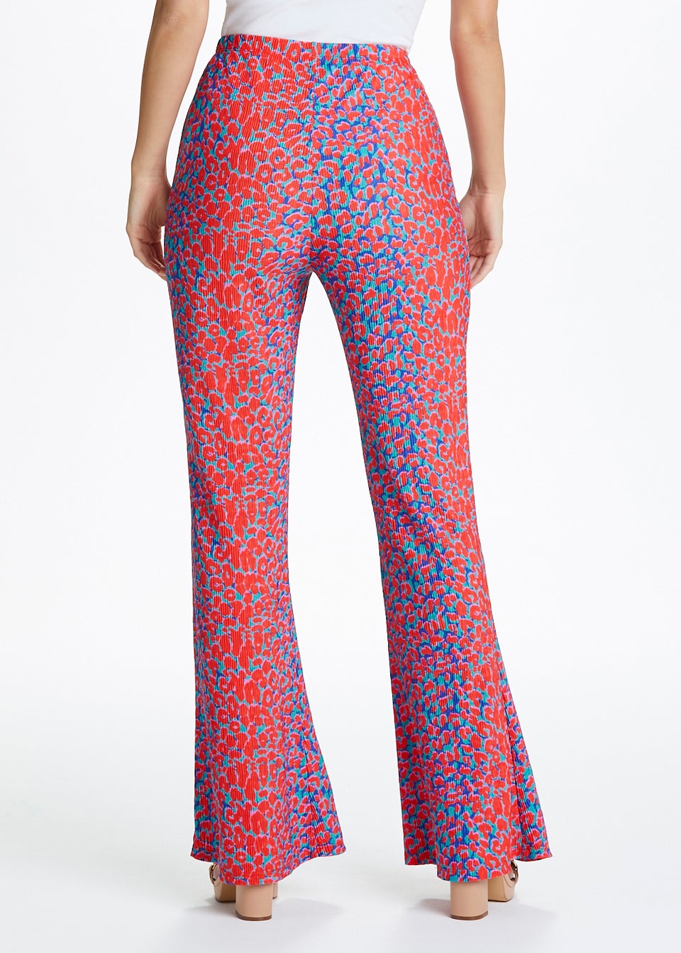 Be Beau Red Animal Print Plisse Co-Ord Trousers - Matalan
