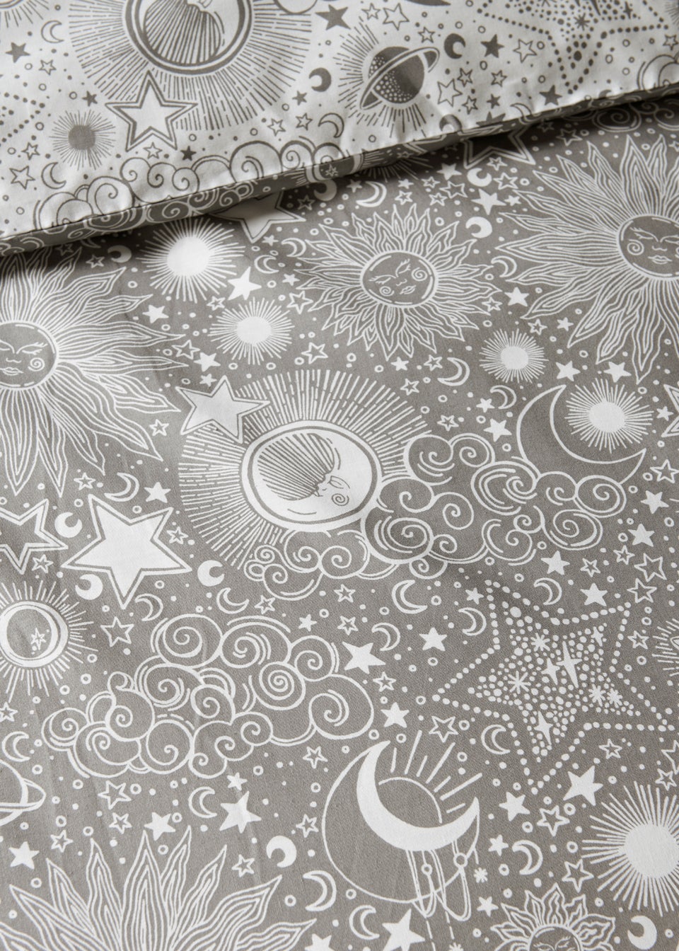 Grey Celestial Print Duvet Cover