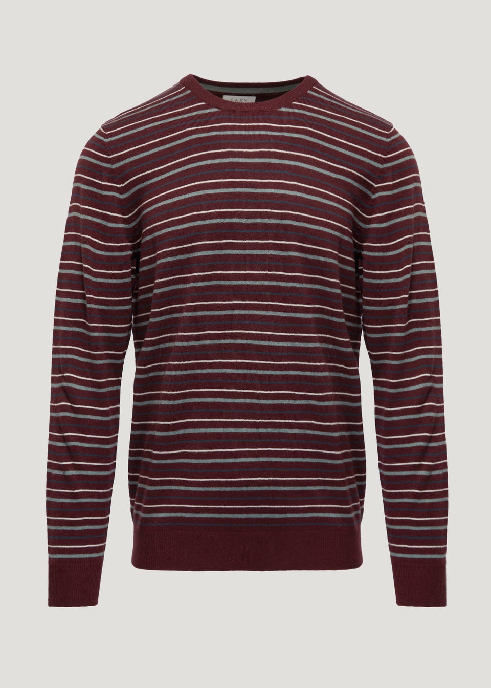 Burgundy Stripe Soft Touch Crew Neck Jumper