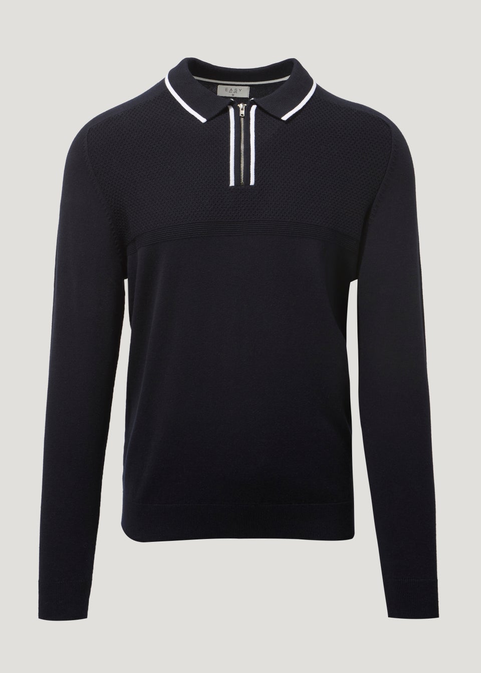 Navy Long Sleeve Zip Polo Shirt