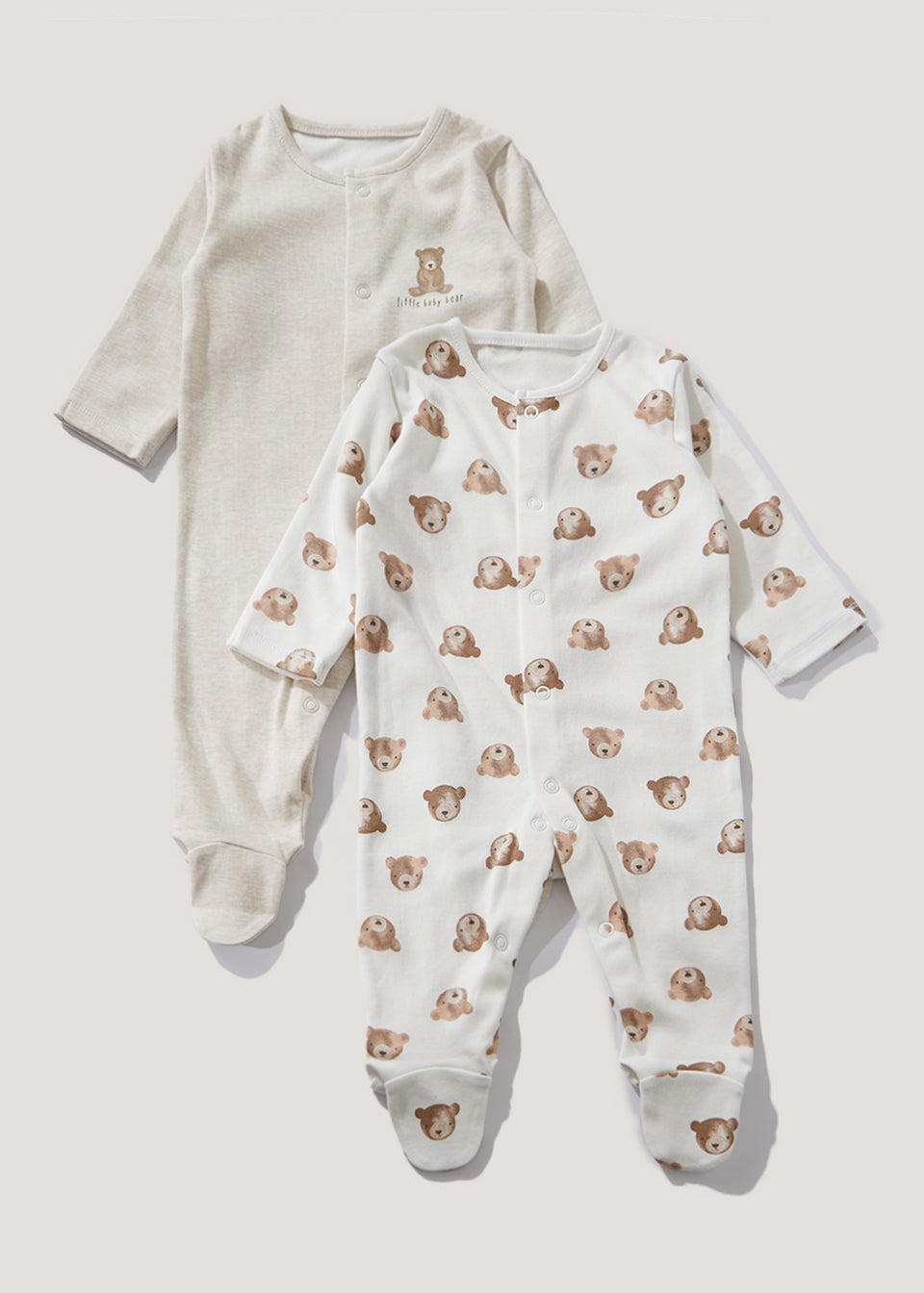 Baby 2 Pack Bear Sleepsuits Newborn 23mths