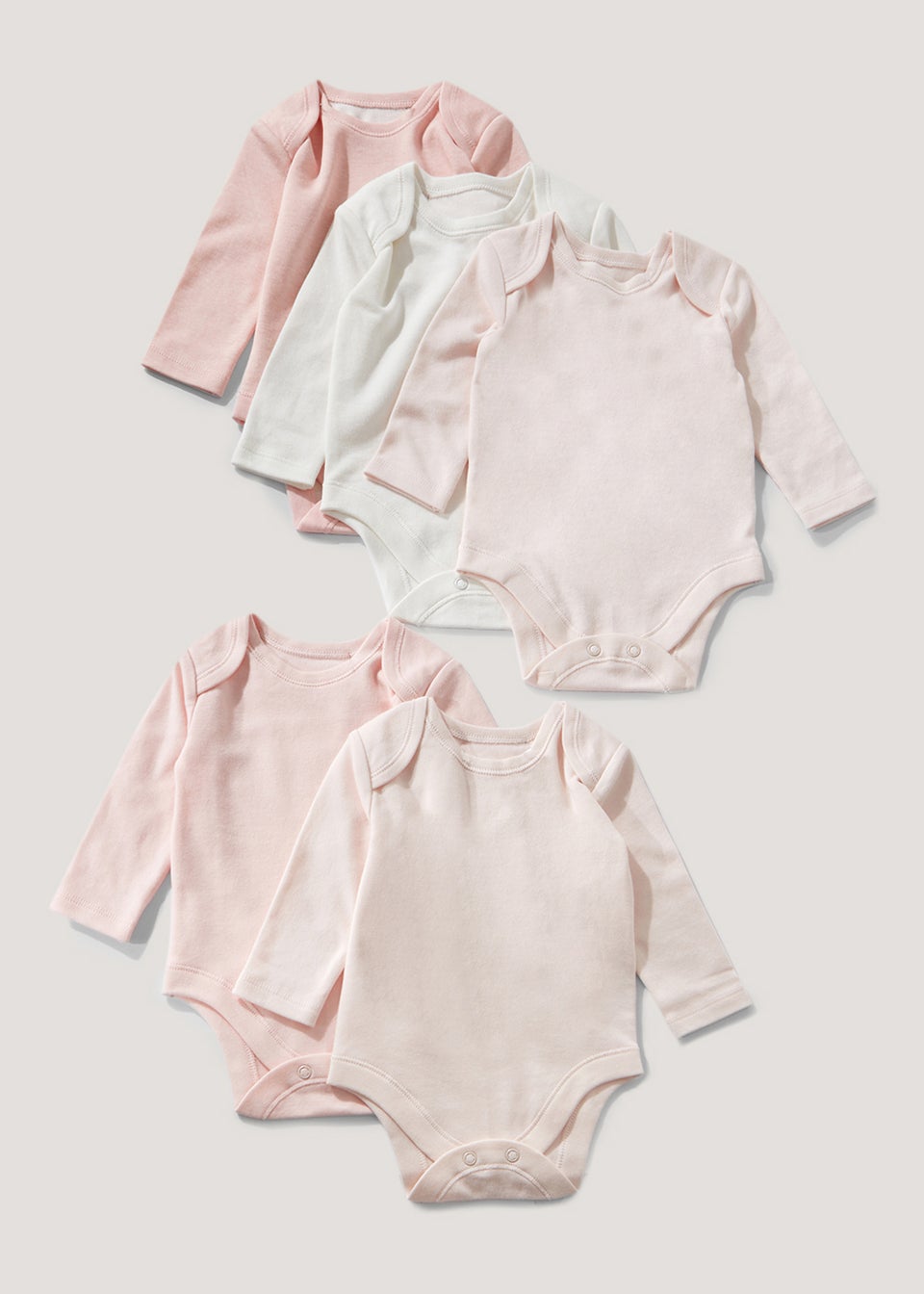 Baby 5 Pack Long Sleeve Bodysuits (Newborn-23mths)