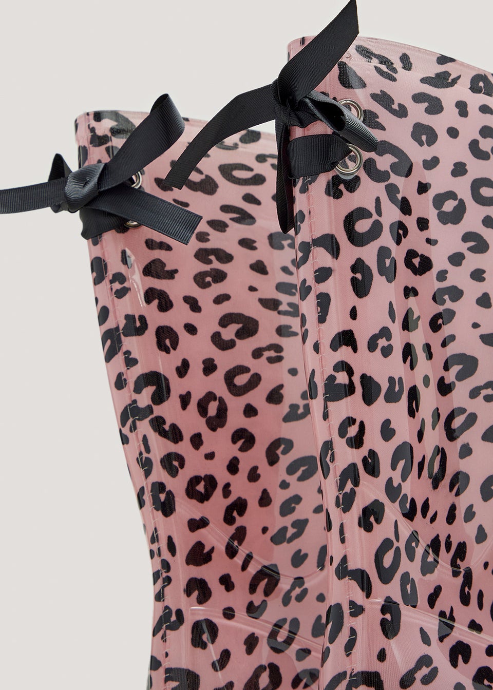 Girls Pink Leopard Print Bow Wellies (Younger 10-Older 5)