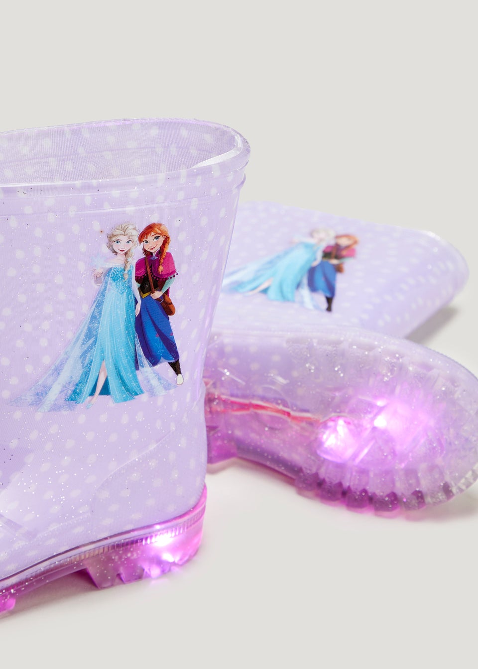 Girls Lilac Disney Frozen Light Up Wellies Younger 4 12 Matalan